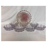 Depression glass bowls in a pink thumbprint