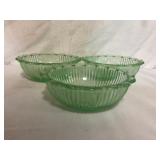 Uranium Glass Scalloped Bowls