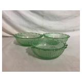 Uranium Glass Scalloped Berry Bowls