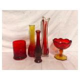 Vintage Amberina Art Glass Lot