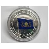 Ruffed Grouse Painted Silver Round