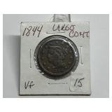 1844 Braided Hair Large Cent VF