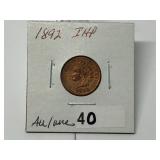 1892 Indian Head Cent AU UNC