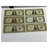 6 1957 $1 Silver Certificates