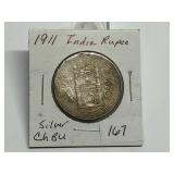 1911 India Silver Rupee Ch BU