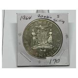 1964 Zambia 5 Shillings Ch BU