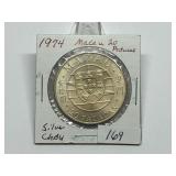 1974 Macau 20 Patacas Silver Ch BU
