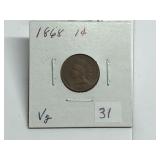 1868 Indian Head Cent VG Semi-Key