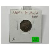 1864-L Indian Head Cent Semi-Key F