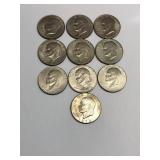 10 Eisenhower Dollar Coins