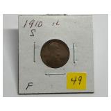 1910-S Lincoln Cent Semi-Key F