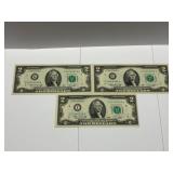 3 1976 $2 Federal Reserve Notes CU