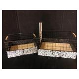 Rae Dunn Wire and Wood Storage Baskets Set
