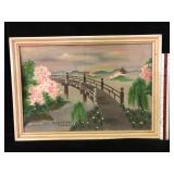 Japanese Silk Embroidery Kyoto Bridge Framed