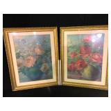 H Jacobs Floral Still Life Prints Pair Framed