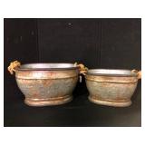 Transpac Galvanized Planters Set of 2