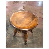 Antique Oak Piano Stool Claw Ball Feet