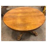 Antique Round Oak Pedestal Dining Table