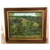 Framed Countryside Barn Oil Paintings