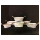 Ribbed Galvanized Oval Planters Set of 2