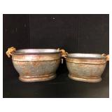 Transpac Galvanized Planters Set of 2