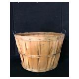 Vintage Wooden Bushel Basket Wire Handles