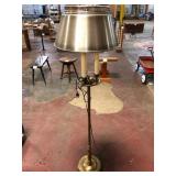 Vintage Brass Floor Lamp with Metal Shade
