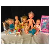 Lot of Vintage Dolls and Riding Toy Horse