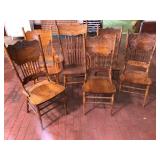 Antique Press Back Oak Chairs Set of 4