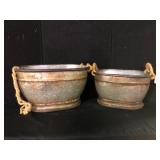 Transpac Galvanized Planters Set of 2