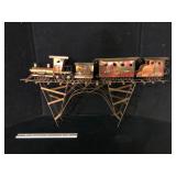 Welded Metal Train and Trestle Wall Sculpture