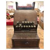 Antique National Cash Register Brass and Wood