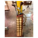 Vintage Spalding Golf Bag with Clubs