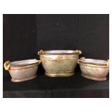 Galvanized Rope Handle Planters Set of 3