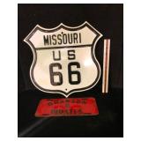 Missouri US 66 Metal Sign and Plate