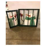 Hand Painted Snowman Window Pane Decor Set