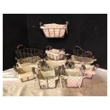 Wire Baskets with Fabric Liners Set