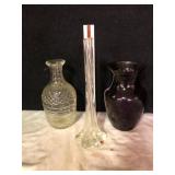 Vintage Glass Bud Vase and Decanter Lot