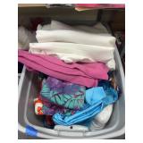 Assorted Fleece Fabric & More in Plastic Bin