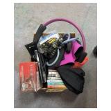 Box of Assorted Exercise Videos & Exercise Equip