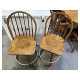 2 - Wood Swivel Bar Stools