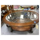 Glass Topped Coffee Table 47"L x 33"W x 20"H