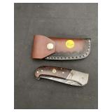 Handmade Damascus Steel Knife In Leather Sheath