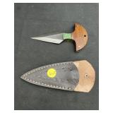 Handmade Damascus Steel Knife In Leather Sheath