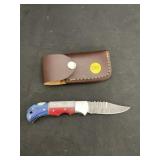 Handmade Damascus Steel Knife In Leather Sheath