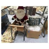 Box of Faux Snow - Wicker Sleigh w/Plush Santa