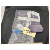 2 Pr - Leather Work Gloves - 1 Size Fits All - NEW