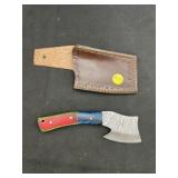 Handmade Damascus Steel Knife In Leather Sheath