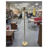 Gold Metal Floor Lamp w/Glass Shade