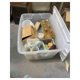 Plastic Tote w/Assorted Candles - Candle Holders